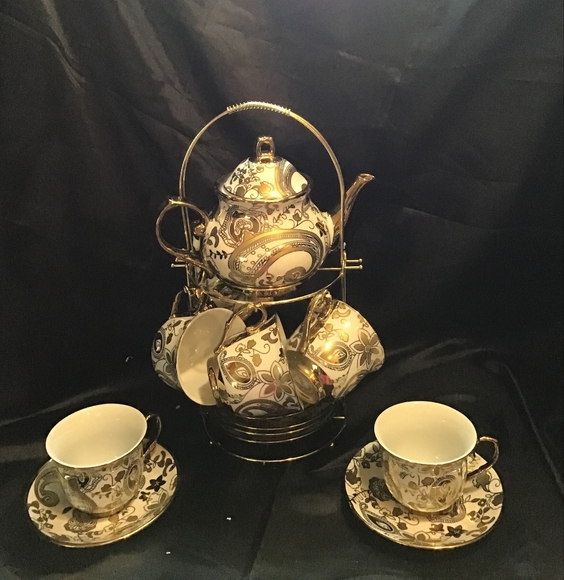 Service for 5 tea sets with tea pot and stand (2 sets) total Service for 10 - Picture 3 of 3